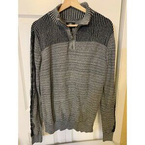 Rock & Republic Men’s Sz XL Black Gray 1/4 Zip Sweater‎